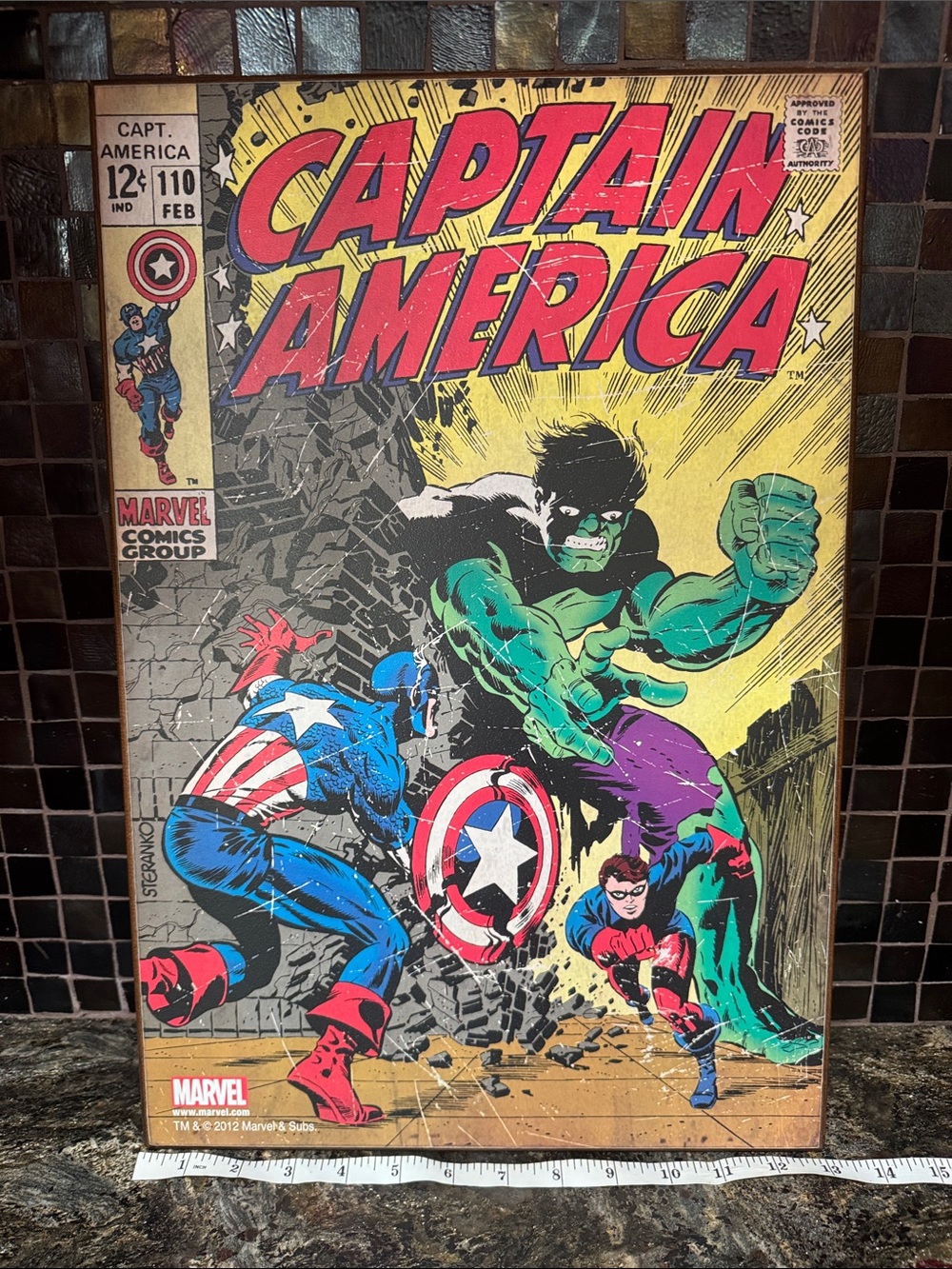 Marvel Captain America Comic Art Print - Red, Blue, Green, Yellow